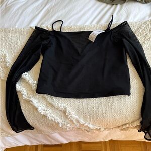 Mesh Abercrombie Black Off-Shoulder Women's Top